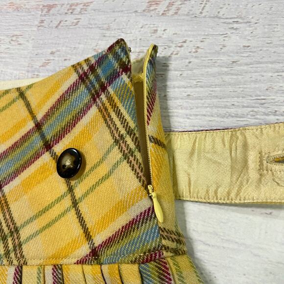 Vintage Abercrombie & Fitch Yellow Plaid Pleated Mini Skirt SIZE 6 Y2K Clueless - Picture 7 of 14
